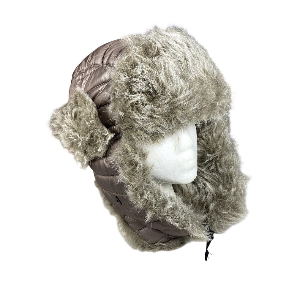 Dekko Y2K Style Grunge Cyber Distopian‎ Gray Faux Fur Trapper Hat One size
